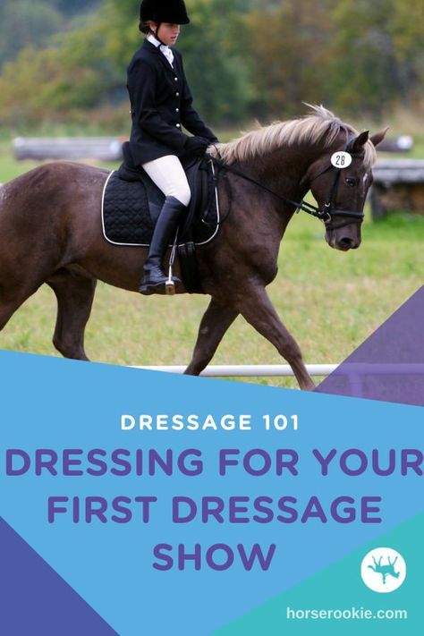 You just signed up for your first dressage show and are counting down the days. In addition to practicing your test, you'll want to make sure you are dressed correctly for your schooling show. Here are some things to keep in mind when picking out your riding outfit. Dressage Show Outfit, Dressage Outfit, Dressage Coats, Dressage Tests, Dressage Competition, Horse Age, Horse Ownership, Horse Riding Tips, Show Horse