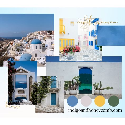 🌊☀️ Mood Board: Mediterranean Blues ☀️🌊 Escape to the stunning shores of the Mediterranean with our latest mood board, Mediterranean Blues! We're celebrating the beauty of ocean and Mediterranean blues, accented with crisp sea air whites, bright summer yellows, and lush greens, evoking the charm of days spent along the Greek or Italian seashore. 💙🇬🇷🇮🇹 Swipe through for a taste of coastal elegance, where serene blues meet refreshing whites and vibrant yellows and greens. From azure blue wall... Blue And White Mood Board, Blue Color Theory, Mediterranean Mood Board, Coastal Elegance, Mediterranean Blue, Summer Yellow, Azure Blue, Blue Walls, Lush Green