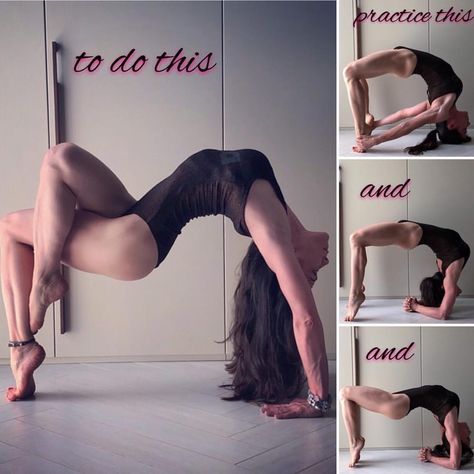 @the_exit_strategy on Alien Ladies ❤️ ・・・ Who loves wheel pose and its variations? 🙋🏻‍♀️ I’m one of those and particularly love the alien pose... a great stretch and heart opener. Many of you asked how I prepare for it... so I’m sharing with you how I warm up. It works for me... 😊 a lot of this pose comes with upper spine flexibility so, after the bridge I practice the forearm wheel (pushing the chest outward) and then start to push the glutei down. It is rather intense. After this, doing ... Intense Poses, Spine Flexibility, Yoga Kundalini, Wheel Pose, Yoga For All, Yoga Guide, Yoga Inspo, Yoga Tutorial, Yoga Mom