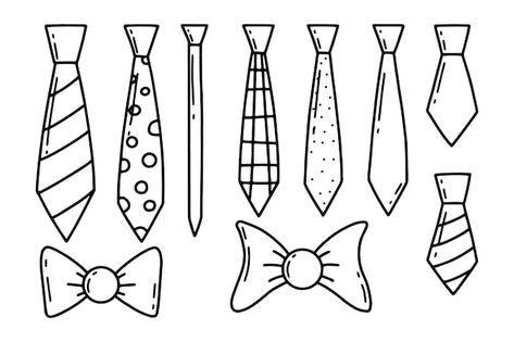 How To Draw A Tie, Tie Tattoo, Tie Illustration, Different Types Of Ties, Tie Drawing, Drawing Pics, Doodling Ideas, Types Of Ties, Tie Day