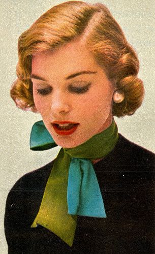 1955-File Photo Digital Archive | by File Photo Digital Archive 50s Makeup And Hair, 1950s Hair Accessories, 1950 Hair, 1950’s Hair, 1950's Hair, 50s Accessories, 1950s Women Hairstyles, Bandana Hairstyle, 1950s Hair