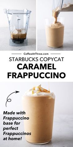 Starbucks Frappe Recipe, Frappachino Recipe, Homemade Frappe, Caramel Frappe Recipe, Cafe Frappe, Starbucks Caramel Frappuccino, Starbucks Frappuccino Recipe, Frozen Coffee Drinks, Caramel Frappe