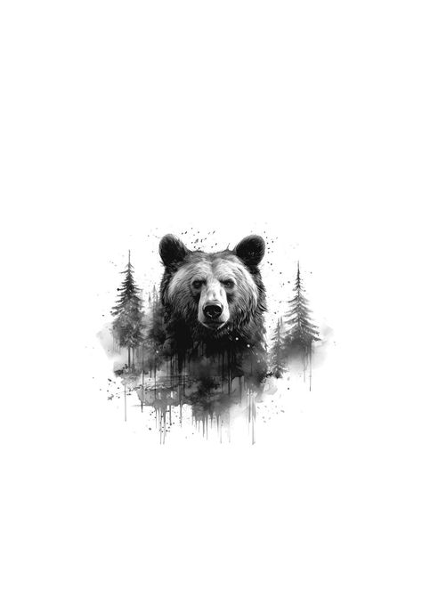 Grizzly Bear Tattoos For Men, Bear Leg Tattoo, Papa Bear Tattoo, Mountain Sleeve Tattoo, Forest Tattoo Sleeve, Black Bear Tattoo, Grizzly Bear Tattoos, Bear Paw Tattoos, Wilderness Tattoo