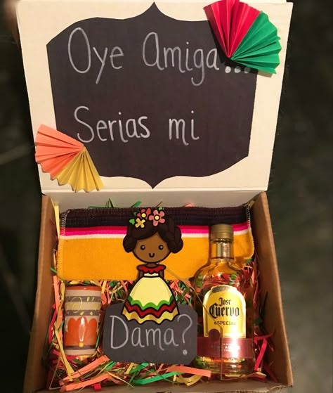 Dama Gifts Cute Ideas, Mexican Wedding Card Box Ideas, Bridesmaid Proposal Mexican Theme, Quinceanera Recuerdos Ideas Mexican, Quinceñera Decoration Ideas Mexican, Mexican Bridesmaid Proposal, Mexican Wedding Recuerdos, Boda Mexicana Ideas Decoracion, Mexican Wedding Theme