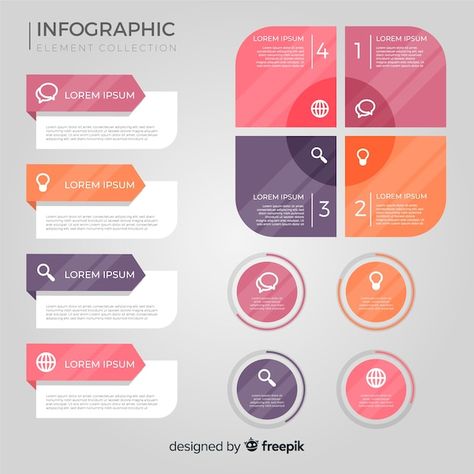 Flat infographic element collection | Premium Vector #Freepik #vector #text-box-infographics #info-box #infographic-box #chart-design Flat Infographic, Lorem Ipsum Design, Scientific Poster Design, Infographic Layout, Infographic Inspiration, Infographic Map, Info Board, Infographic Design Layout, Desain Buklet