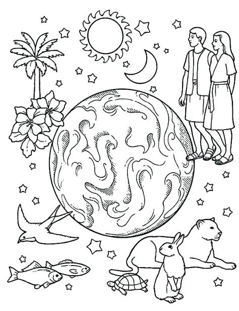 Creation Coloring Pages - Best Coloring Pages For Kids Creation Drawing, Earth Coloring Pages, Genesis Creation, Creation Coloring Pages, Lds Coloring Pages, Sunday School Coloring Pages, Challenge Instagram, Valentines Day Coloring Page, Birthday Coloring Pages