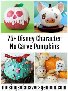 Cute No Carve Pumpkin Ideas, Disney Theme Pumpkins, Disney Themed Pumpkin Painting, Disney Themed Pumpkins, No Carve Pumpkin Decorating Contest, Pumpkin Patch Diy, Disney Pumpkin Painting, Harry Potter Pumpkin, Pumpkin Paint