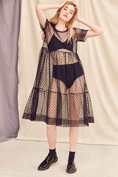 Urban Renewal Remade Sheer Mesh Midi Dress Overlay Dress Pattern, Sheer Dresses Outfit, Mesh Dress Outfit, Sheer Overlay Dress, Organza Jacket, Ruffle Dresses, Sheer Midi Dress, Mesh Overlay Dress, Mesh Fashion