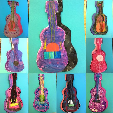 Mexican Guitar Craft, Guitar Craft, Mexican Guitar, Guitar Crafts, 2nd Grade Art, Kids Art Class, Hispanic Heritage Month, Hispanic Heritage, Heritage Month