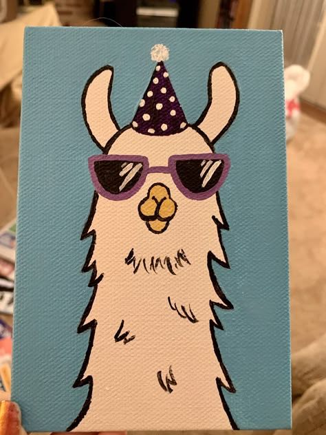 Funny Mini Paintings, Easy Animals To Paint, Chill Paintings Ideas, Paint Marker Canvas Ideas, Cute Animal Paintings Easy Canvas, Easy Drawings On Canvas, Canvas Painting Ideas Funny, Small Canvas Art Aesthetic, Cute Animal Paintings Easy