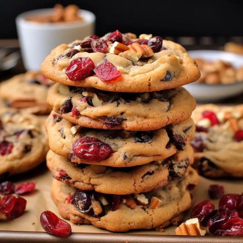 Close Your Eyes And Imagine, Creamy Macaroni And Cheese, Walnut Cookies, Cranberry Cookies, Baked Cookies, Spicy Honey, Great British Bake Off, Cranberry Recipes, Chocolate Chunk