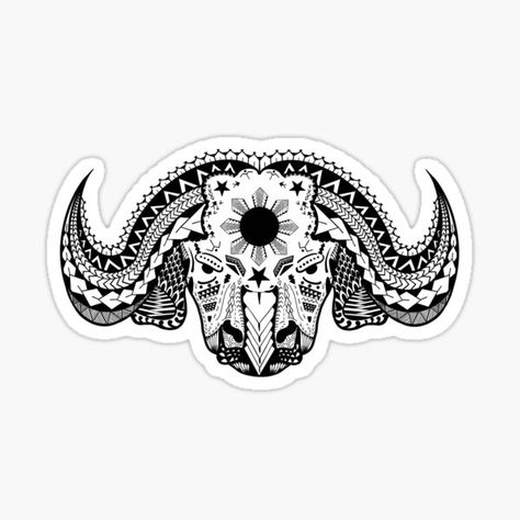 Intricate Tribal Water Buffalo aka Carabao by Tribal Korner • Millions of unique designs by independent artists. Find your thing. Carabao Tattoo, Buffalo Tattoo, Filipino Tattoos, Water Buffalo, Black Stickers, Pattern Tattoo, Tattoos Ideas, Polynesian Tattoo, Top Artists