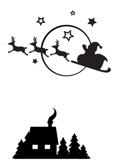 Darice Santa's Flying Sleigh Design  I have this one Santa Flying, Cricut Christmas Ideas, Idee Cricut, Christmas Window Decorations, Santa's Sleigh, Silhouette Christmas, Cricut Christmas, Santa Sleigh, Christmas Drawing