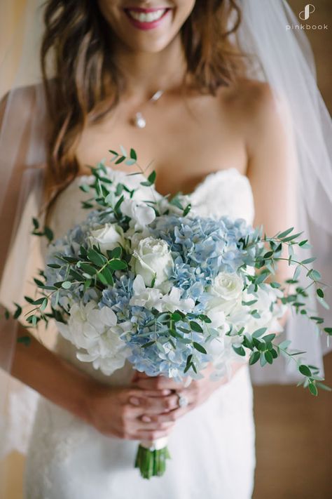 Pale Blue Flower Bouquet Weddings Hydrangea Bouquet Wedding, Succulent Bouquet Wedding, Bridal Bouquet Blue, Spring Wedding Bouquets, Blue And White Flowers, Spring Wedding Bouquet, Summer Wedding Bouquets, Blue Wedding Bouquet, Hydrangeas Wedding