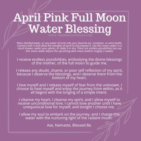 April 2023 Pink Moon Full Moon Water Full Moon Love Spell, Full Moon Water, Water Blessings, Tarot Card Artwork, New Moon Full Moon, Moon Bath, Moon Spells, Moon Full, Full Moon Party