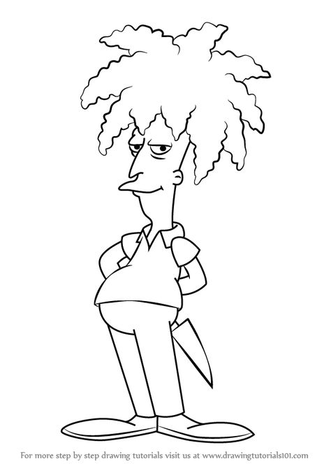 Learn How to Draw Sideshow Bob Terwilliger from The Simpsons (The Simpsons) Step by Step : Drawing Tutorials Cartoon Character Outline, Simpsons Coloring Pages, Sideshow Bob, Simpsons Tattoo, Funky Colors, Free Coloring Pages For Kids, Simpsons Drawings, Simpsons Characters, Cartoon Character Tattoos