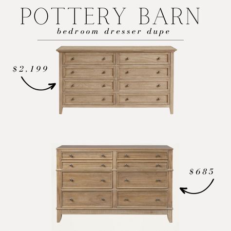 Dresser Light Wood, Pottery Barn Dresser, Light Wood Bedroom, Restoration Hardware Dresser, Pottery Barn Bedroom Master, Unfinished Dresser, Wood Bedroom Dresser, Pottery Barn Sausalito, Dresser Light