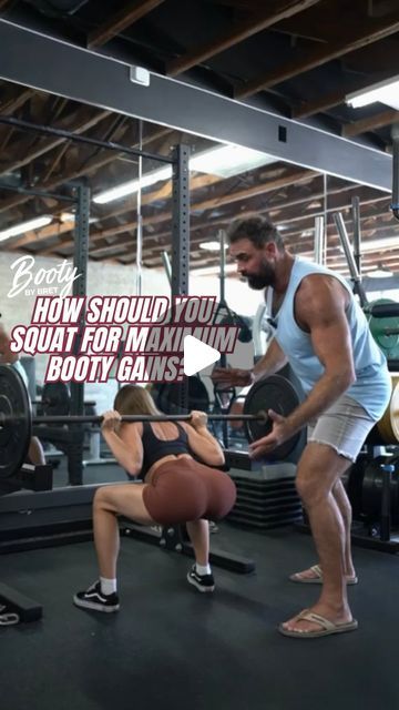 Booty By Bret on Instagram: "How should you squat for maximum booty gains? 🍑

Two options for this month’s BBB plan:

1) Deep Squat - this is the way we’ve always done it; it builds glutes and quads and adductors very well. 

2) Glute Dominant Squat - this variation should theoretically maximize glute development in the squat due to greater hip extension torque demands with similar glute stretch. 

Either way, you can’t go wrong. Thanks Coach @jamiederevere for demonstrating 💪🏼" No Squats Glute Workout, Glute Squat Form, How To Feel Squats In Your Glutes, Squat Glute Focus, Goblet Squat Vs Sumo Squat, Deep Squat, Very Well, How To Plan