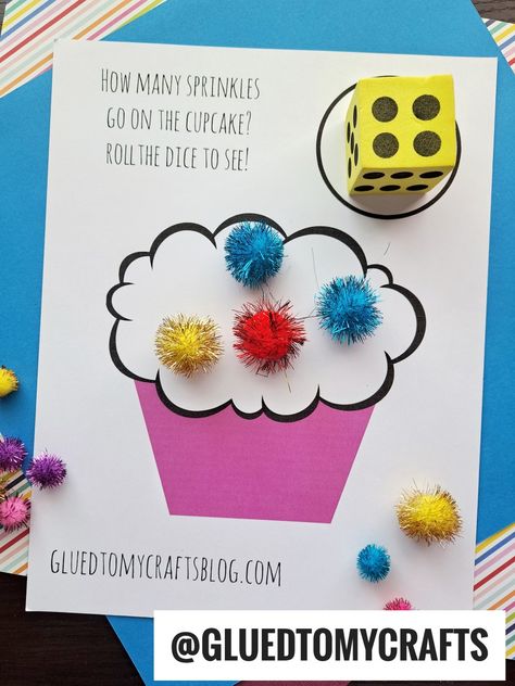 Dice Game For Preschoolers, Preschool Cupcake Activities, Cupcake Activities For Preschool, Baking Theme Preschool, Dice Games For Preschoolers, Kindness Preschool, Bingo Dabber Activities, Candyland Games, Abc Countdown