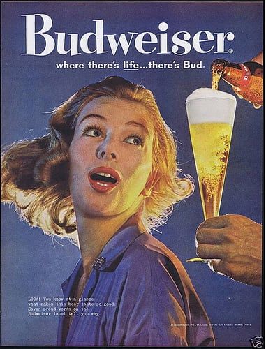 Image Bud Beer, Beer Advertisement, Red Hair Looks, Schlitz Beer, Beer Advertising, Modern Postcard, Beer Ad, Budweiser Beer, Beer Poster