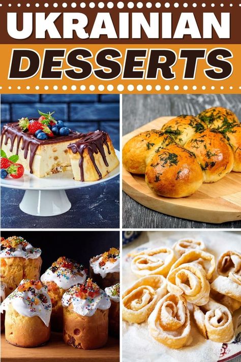 Try these Ukrainian desserts for something a little different from what you're used to! Enjoy a taste of Ukraine with babka, apple cake, cheesecake tarts, and more. Ukrainian Dessert Recipes, Ukrainian Recipes Desserts, Ukraine Desserts, Ukrainian Dessert, Ukraine Recipes, Pancake Nutella, Slavic Food, Ukrainian Desserts, Ukrainian Food