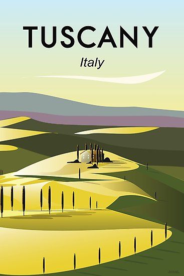 Tuscany Italy travel poster illustration wall art print Italy Travel Poster, Vintage Italian Posters, Italian Posters, Wall Art Decor Prints, Toscana Italia, Travel Art Print, Retro Travel Poster, Poster Illustration, Trailer Remodel