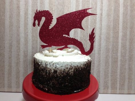 Add some fiery red fun to your party with this sparkly dragon cake topper. Cake toppers are made with durable cardstock and wood picks for multiple occasions. Handle with care. As always, please message me if you have any questions, comments, or concerns. All cake toppers are designed to fit an 8 Dragon Party Decor, Dragon Cake Topper, Dragon Cupcakes, Dragon Themed Birthday Party, Dragon Birthday Cakes, Glitter Decorations, Princess Birthday Decorations, Dragon Cakes, Dragon Birthday Parties