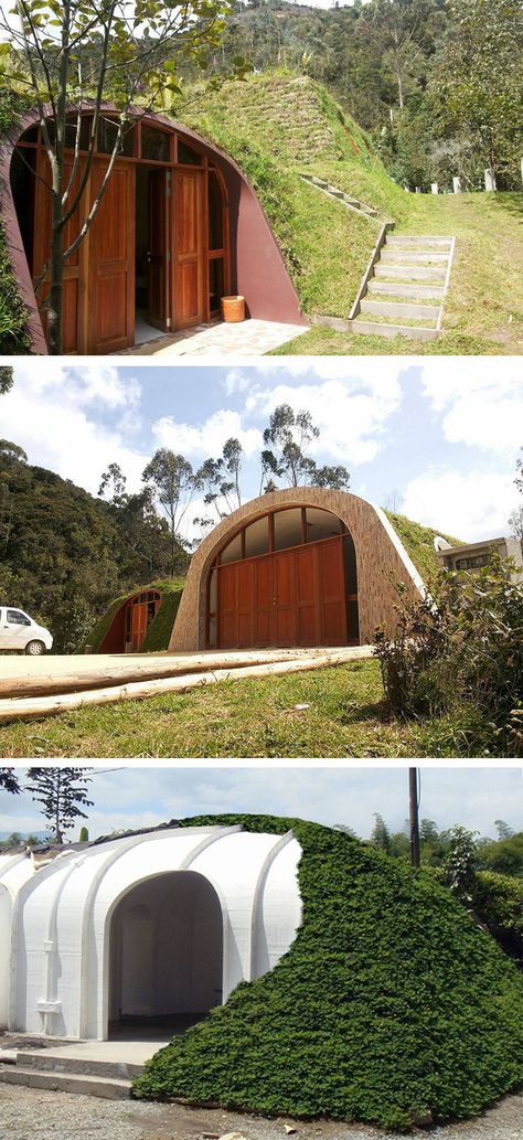 A company in Florida called Green Magic Homes is producing these prefabricated homes that look like they were inspired by the Hobbit homes from the Lord of the Rings. Green Magic Homes, Hobbit Homes, Prefabricated Homes, Casa Hobbit, Earth Sheltered Homes, Earth Sheltered, Green Magic, Underground Homes, Cob House