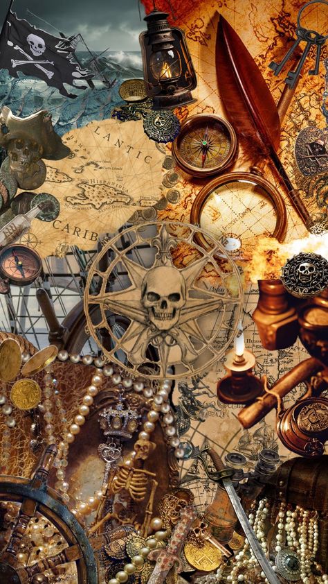 A Pirate's Curse #pirate #treasure #piratesofthecaribbean #gold #ocean #skull #map #ship Deep Sea Diver Art, Diver Art, Pirate Queen, Pirate Treasure, Pirate Life, Pirate Theme, Pirate Ship, Aesthetic Collage, Pirates Of The Caribbean