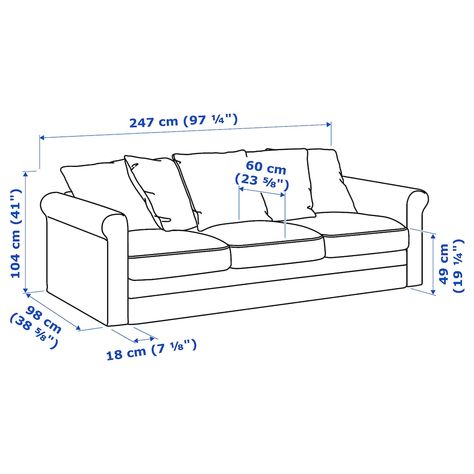 GRÖNLID 3-seat sofa, Inseros white - IKEA Crocheting Stitches, Furniture Measurements, Upholstery Trends, Laminated Veneer Lumber, Woodwork Projects, Deep Seat Cushions, Sofa Frame, Ikea Family, Take Apart