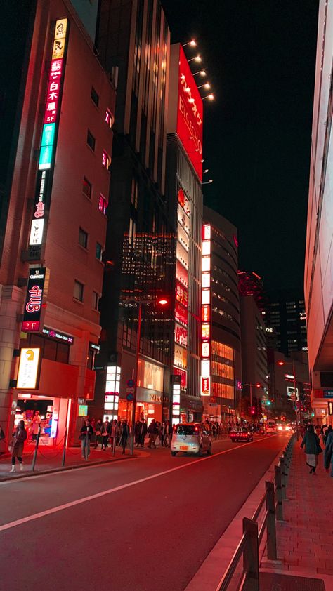 Red Japan Aesthetic, Red Cityscape, Seoul Night, Red Y2k, Japan Aesthetic, City Wallpaper, City Aesthetic, Red Aesthetic, Tokyo Japan