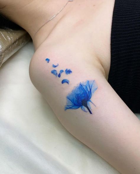 Blue rose tattoo ideas. Aesthetic tattoo ideas. Blue tattoo ideas. Mini tattoo. Cute tattoo. Minimal tattoo. Colorful tattoo. Tinny tattoo ideas. Cute tinny tattoos. 
Cr : @pokhy_tattoo for the credits. Perfect Blue Tattoo, Light Blue Tattoo, Blue Tattoo Ideas, Tattoo Ideas Aesthetic, Tattoo Ideas Cute, Tattoo Colorful, Aesthetic Tattoo Ideas, Dahlia Tattoo, Rose Tattoo Ideas