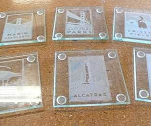 Using a Laser Cutter to Make Etched Glass Coasters, Glasses and CHOCOLATE Coasters Glasses, Engraved Shot Glasses, Sewing Vinyl, Arduino Laser, Laser Etched Glass, Glass Signage, Laser Cut Coaster, Custom Glassware, Frosted Glass Design