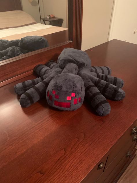 Minecraft Spider Plush, Minecraft Plushies Aesthetic, Video Game Plushies, Minecraft Stuffed Animals, Minecraft Stuffies, Minecraft Plushies, Minecraft Spider, Minecraft Plush, Cute Squishies