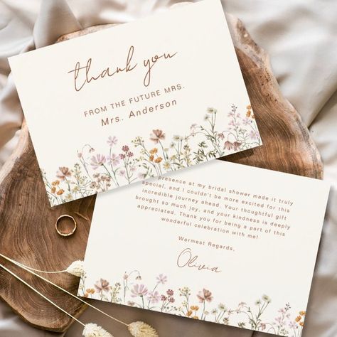 Terracotta Wildflower Bridal Shower Thank You Card Terracotta Backdrop, Terracotta Color Palette, Wildflower Bridal Shower, Terracotta Color, Girly Design, Free Birthday Invitations, Free Birthday Invitation Templates, Graduation Invitations, Thank You Notes