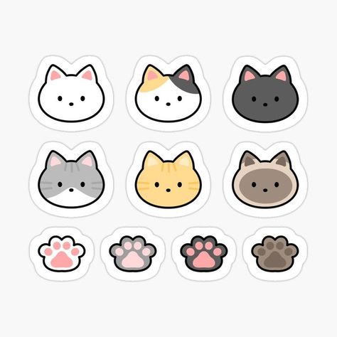 Cute Cats Stickers Cats Stickers, Shrink Paper, Ghost Lights, Plastic Stickers, Sticker Cute, Kawaii Stickers, Cat Stickers, Printable Stickers, Cat Design