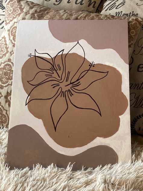 Earthy Canvas Painting Ideas, Cute Painting Ideas Aesthetic Easy Flower, Brown Boho Painting, Brown Wall Art Aesthetic, Painting Ideas On Canvas Aesthetic Brown, Easy Brown Painting Ideas, Beige Art Aesthetic Painting, Brown Aesthetic Painting Easy, Athstetic Painting