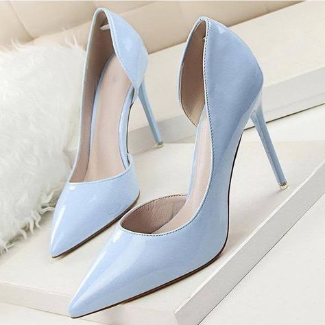 light blue heels Light Blue Heels, Bow High Heels, Blue High Heels, Office Shoes Women, Fav Color, Heart Shoes, Genuine Leather Sandals, Party Heels, Purple Shoes