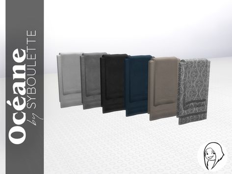 Sims 4 — Oceane - Heater Towels by Syboubou — Nice fluffy and soft towels to hanged on the wall heater. Comes in 6 Sims 4 Cc Bathroom Towels, Sims 4 Cc Towel, Hermes Blanket, Wall Heater, Furniture Cc, Sims Inspiration, Sims 4 Clutter, Sims 4 Collections, Sims Community