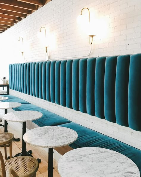 Concrete Collaborative, Upholstered Walls, Cafe Seating, Coffee Shop Interior Design, Booth Seating, Coffee Shops Interior, Modul Sofa, Banquette Seating, Working Space