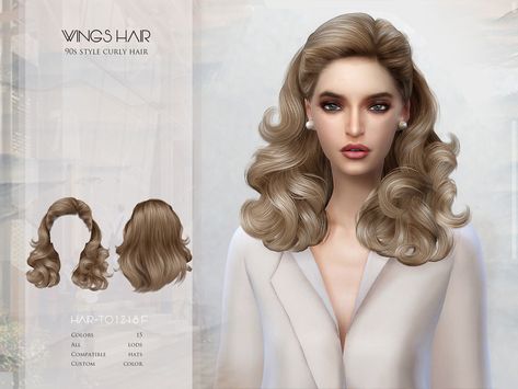 The Sims Resource - WINGS-TO1218-90s style curly hair Sims 4 Curly Hair, Style Curly Hair, Die Sims 4, 90s Hair, Pelo Sims, Sims 4 Game Mods, Sims 4 Expansions, Sims 4 Gameplay, Sims 4 Dresses