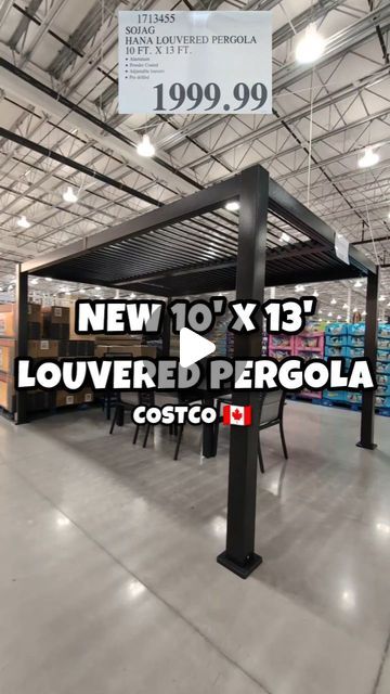 Mr. CME on Instagram: "New 10' x 13' Louvered Pergola at Costco 🇨🇦!

Aluminum powder coated construction, pre drilled holes and adjustable louvers!

$1,999.99 spotted at Costco NW Toronto (2260 Islington).

#costcocanada #costcomarkhameast #Costco #Costcohaul #MrCME #CostcoFinds #Costcoclearance #Costcoexclusive" Composite Pergola, Costco Pergola Ideas, Remote Control Pergola, Costco Pergola Outdoor Living, Costco Pergola, Home Depot Pergola, Costco Carport, Costco Patio Furniture, Pergola Outdoor Living