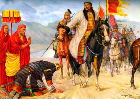 Mongol History, Rise of Genghis Khan and Impact on Civilization — Steemit Battlefield Painting, Mongol Empire, Kublai Khan, Golden Horde, Warriors Illustration, Genghis Khan, Asian History, Age Of Empires, Marco Polo