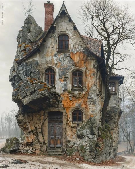 Spooky Buildings, Whimsical Houses, Storybook House, Environment Reference, Art Houses, Fairytale House, Storybook Homes, Interesting Architecture, Bat Cave