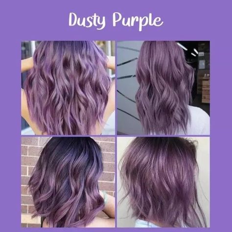 Dusty Purple Hair Color, Ash Purple Hair Balayage, Purple Ash Hair, Smoky Purple Hair, Smokey Lavender Hair, Smokey Purple Hair, Dusty Purple Hair, Ashy Purple Hair, Ash Purple Hair