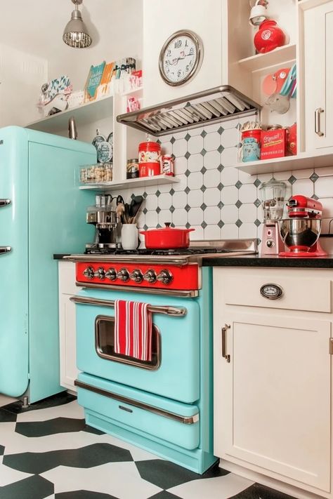 "Transform your kitchen with the timeless appeal of Vintage-Inspired Decor! 🍳🕰️ Ideal for adding character and warmth to your cooking space. 🌿✨ #VintageStyle #KitchenInspo #HomeDecor" Indie Kitchen Retro Vintage, Indie Kitchen, Kitchen Retro Vintage, Vintage Inspired Kitchen, Kitchen Retro, Faux Fireplace Diy, Retro Appliances, Delicious Seafood Recipes, Vintage Appliances