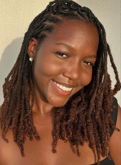 Follow for more Chocolate Locs Black Women, Dark Brown Locs Black Women, Locs With Color Black Women, Chocolate Brown Locs Black Women, Honey Brown Locs Black Women, Chocolate Brown Locs, Dark Brown Locs, Brown Locs, Locs Black Women