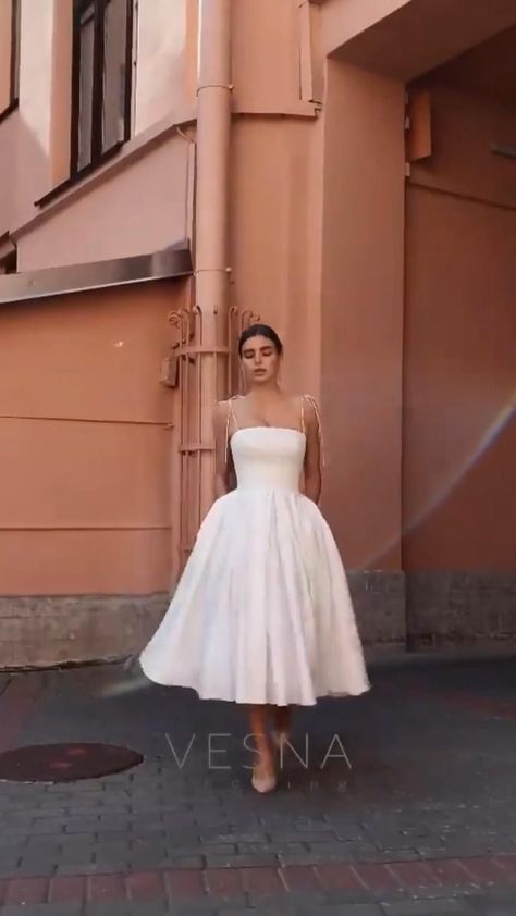 Vintage Wedding Dress Ankle Length, White Midi Dress With Corset, Midi Aline Wedding Dress, Plus Size Bridal Party Dresses, A Line Elopement Dress, Simple White Reception Dress, Wedding Dresses Midi Length The Bride, Midi Puffy Dress, Plus Size Wedding Dresses Classic