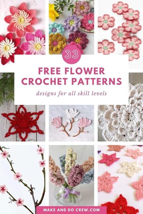 Learn how to crochet flowers with this step by step tutorial from Make and Do Crew. You'll also find plenty of free crochet flower patterns by our favorite crochet designers. Craft a stunning crochet flower bouquet or a single blossom to applique on a bigger project.. Crochet flowers are an easy DIY project that adds color to any space. They also make a great gift idea. From simple flowers to elegant floral arrangements, you'll love these colorful patterns. Flowers Diy Easy, Easy Amigurumi Patterns, Crochet Applique Patterns, Crochet A Flower, Easy Beginner Crochet Patterns, Easy Amigurumi Pattern, Crochet Applique Patterns Free, Make And Do Crew, Easy Amigurumi