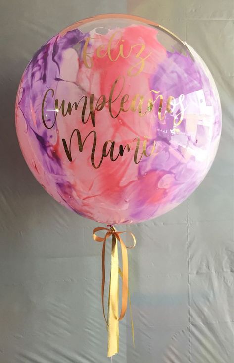 Paint In Balloons, Bubble Balloon With Paint, Balloon Paint, Painted Balloons, Bubbles Balloons, Painting Balloons, Rainbow Party Decorations, Balloon Painting, Floral Balloons